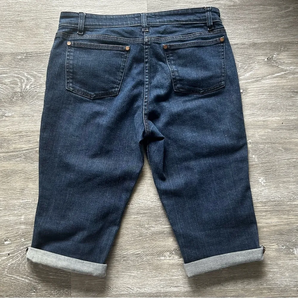 Eileen Fisher Cuffed Bermuda Jeans Shorts or Capris Size Petite Small 6/8 - Image 2