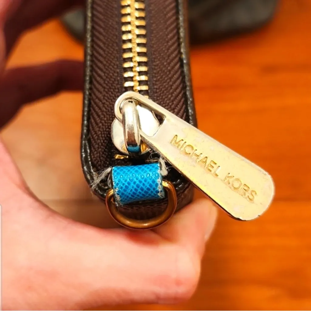 MICHAEL KORS brown/teal jet set tote and large wallet BUNDLE ALERT 2pc Gorgeous Blue - Image 4