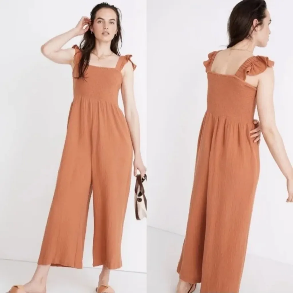 Madewell Orange Lucie Flutter Sleeve Jumpsuit - Image 3