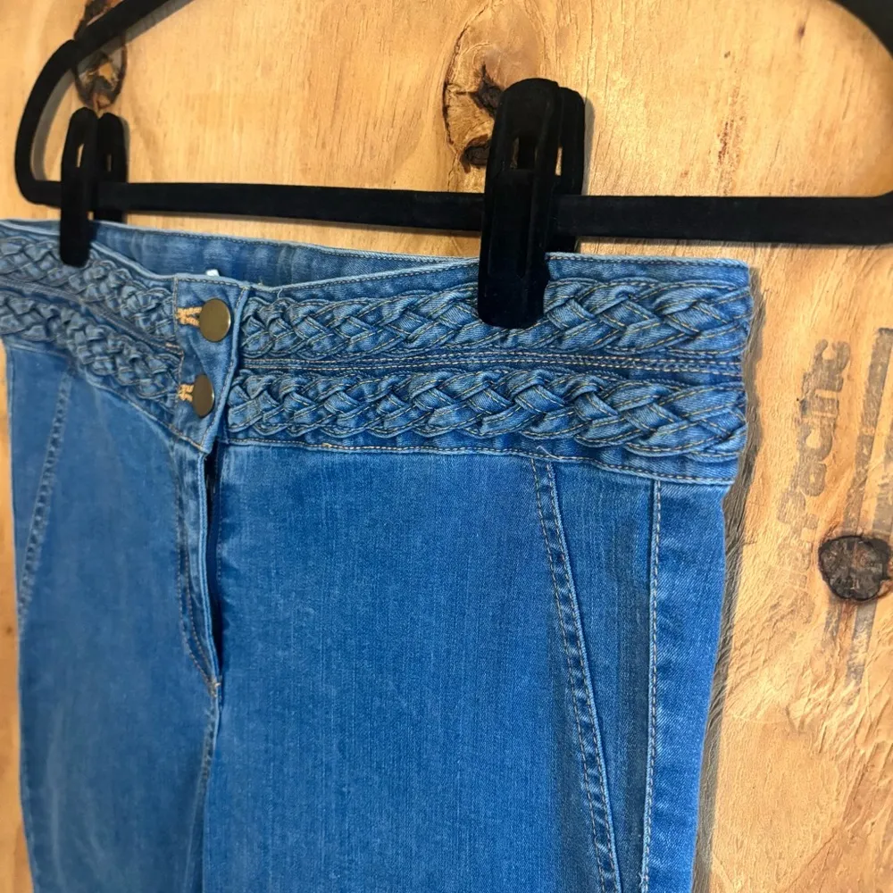 NWT Veronica Beard Biscayne Braided-Waist Boot Cut Jeans Sz 8 - Image 3