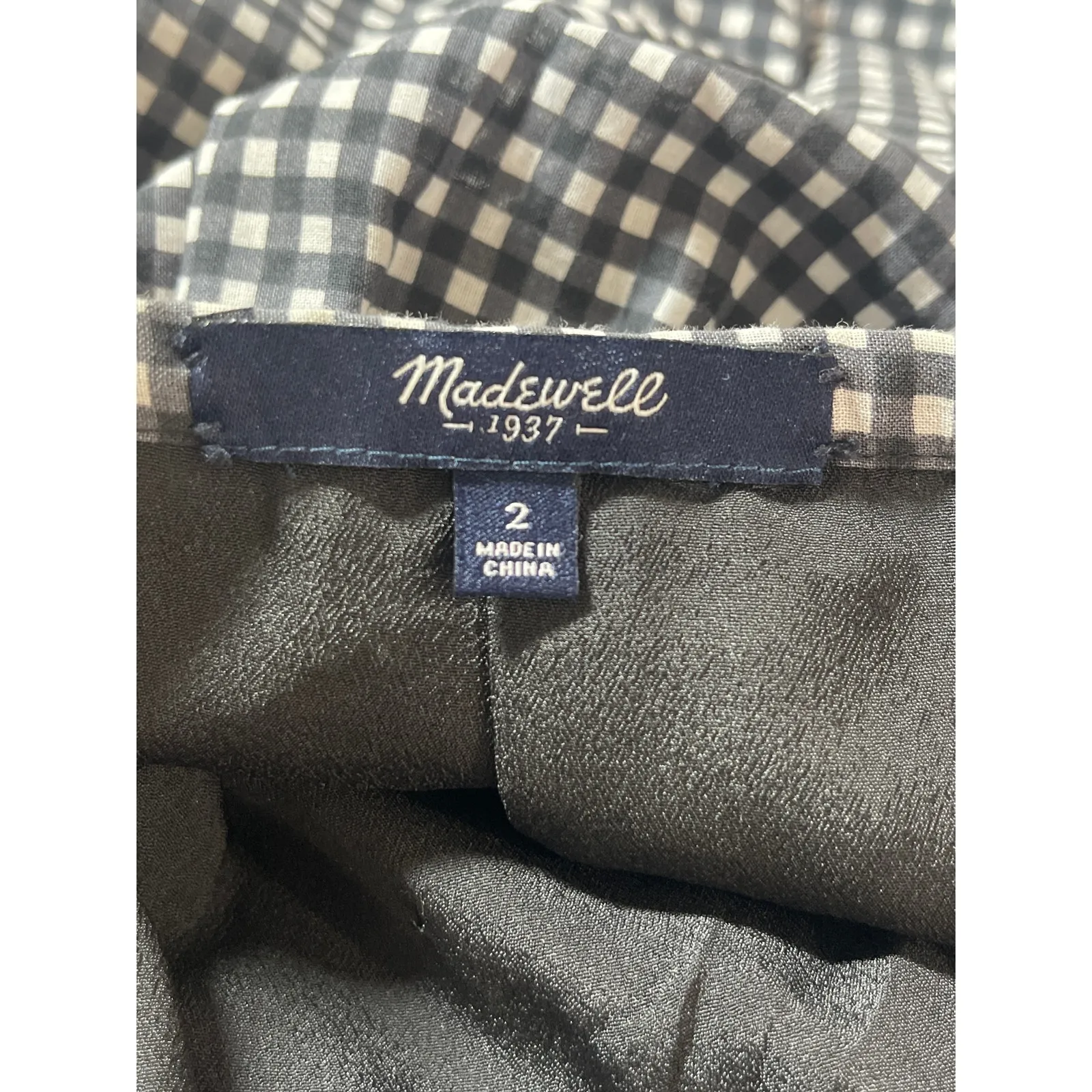 Madewell Black White Gingham Checkered High Waist A Line Pleated Mini Skirt Sz 2 - Image 5