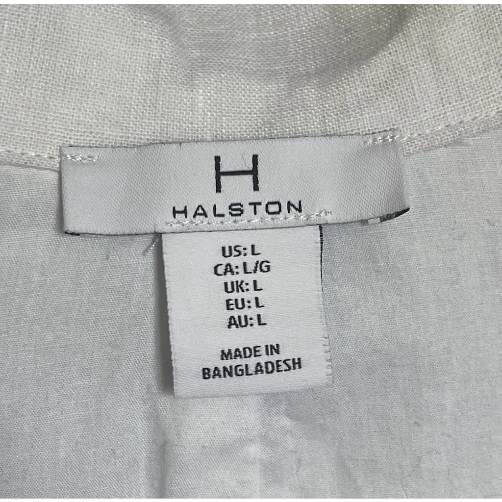 H HALSTON Brilliant White Linen Notched Collar Vest Sz Business Casual Large - Image 4