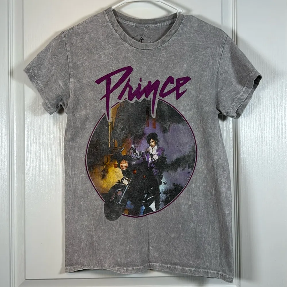 Prince Purple Rain Mineral Stone Acid Distressed Vintage Wash Shirt Small #0715 Silver - Image 2