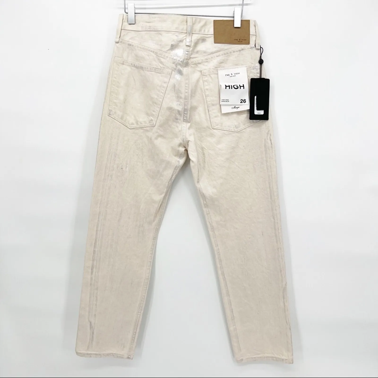 NWT Rag & Bone Maya High Rise Slim Metallic Coated Jeans 26‎ Moonshine Wash - Image 3