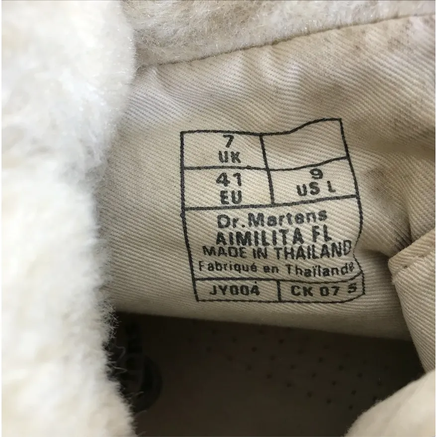 DR. MARTENS Aimilita Fur Lined Grizzly Leather Combat Boots Women 9 Brown Trendy - Image 11