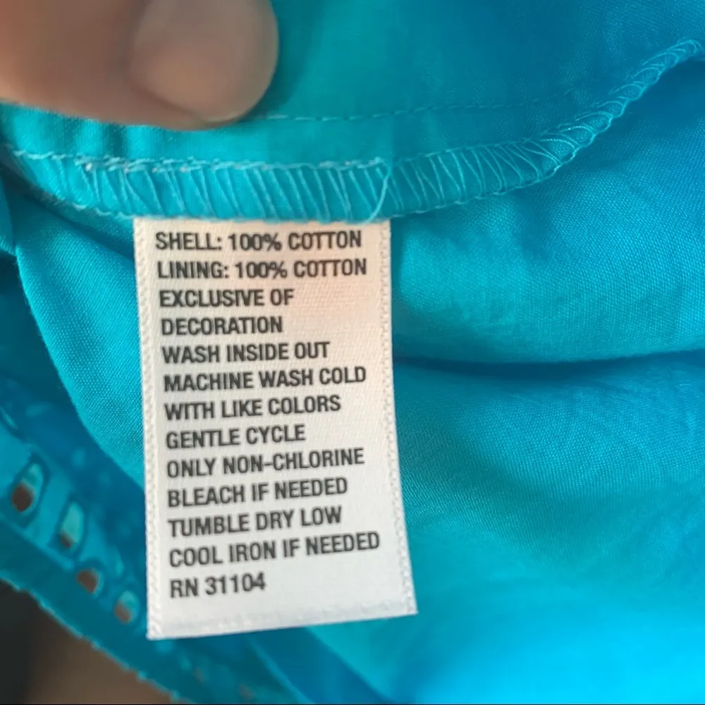 Crown & Ivy  Turquoise Eyelet Shift Dress NWT L10 - Image 2