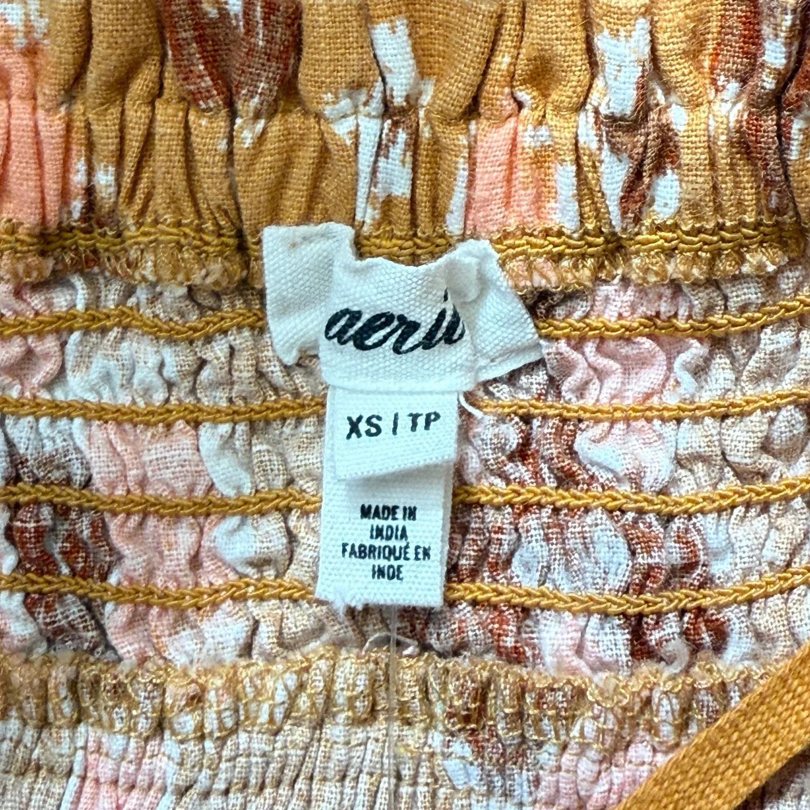 NWT Aerie Sz XS Linen Blend Halter Maxi Dress Ikat Orange Pink Boho Braided - Image 8