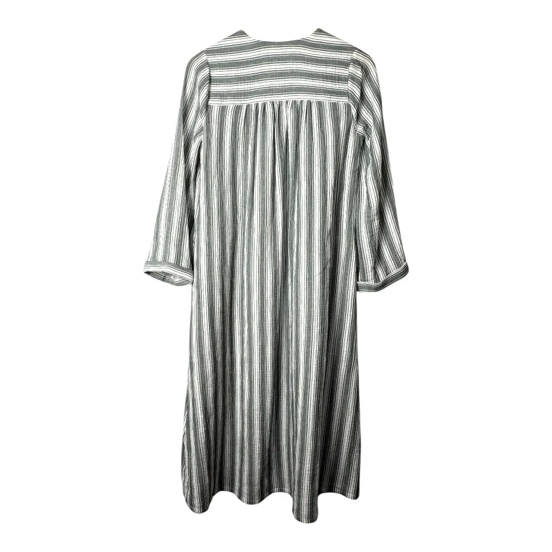 Haven Well Within Organic Cotton Gauze Caftan Striped Dress Oversized Size XS‎ Green - Image 7