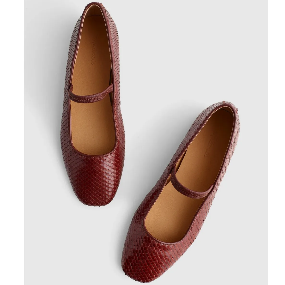 NEW Madewell Sz 10.5 Greta Leather Mary Jane Flats Stained Rosewood Brown NX100 - Image 2