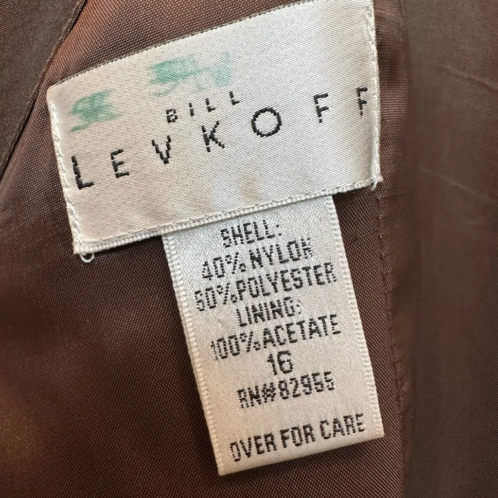 Bill Levkoff Amber Chocolate Brown Satin Ballgown Formal Evening Dress Size 16 - Image 12