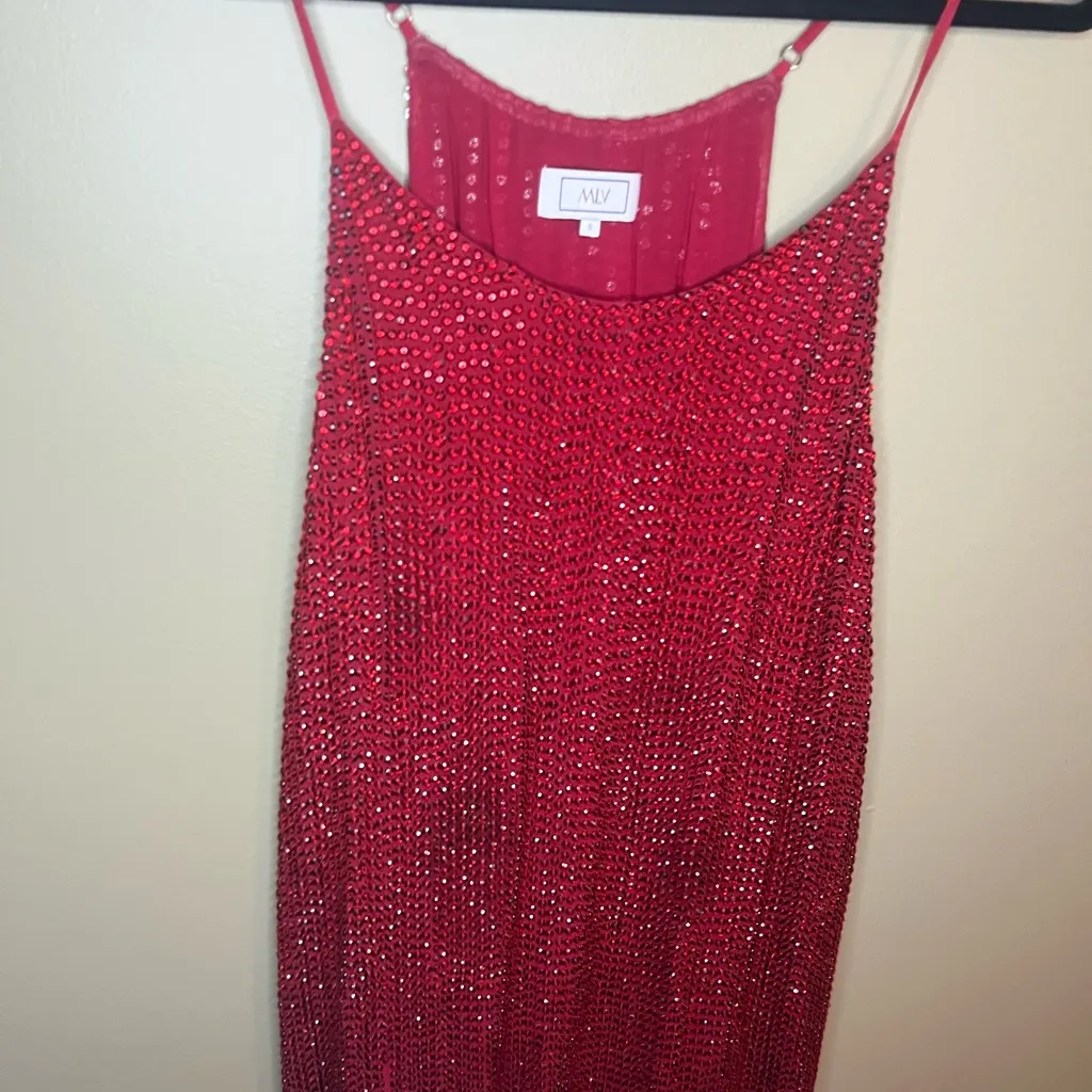 MLV Collection MLV Sparkling Red Sequin Dress - Image 2