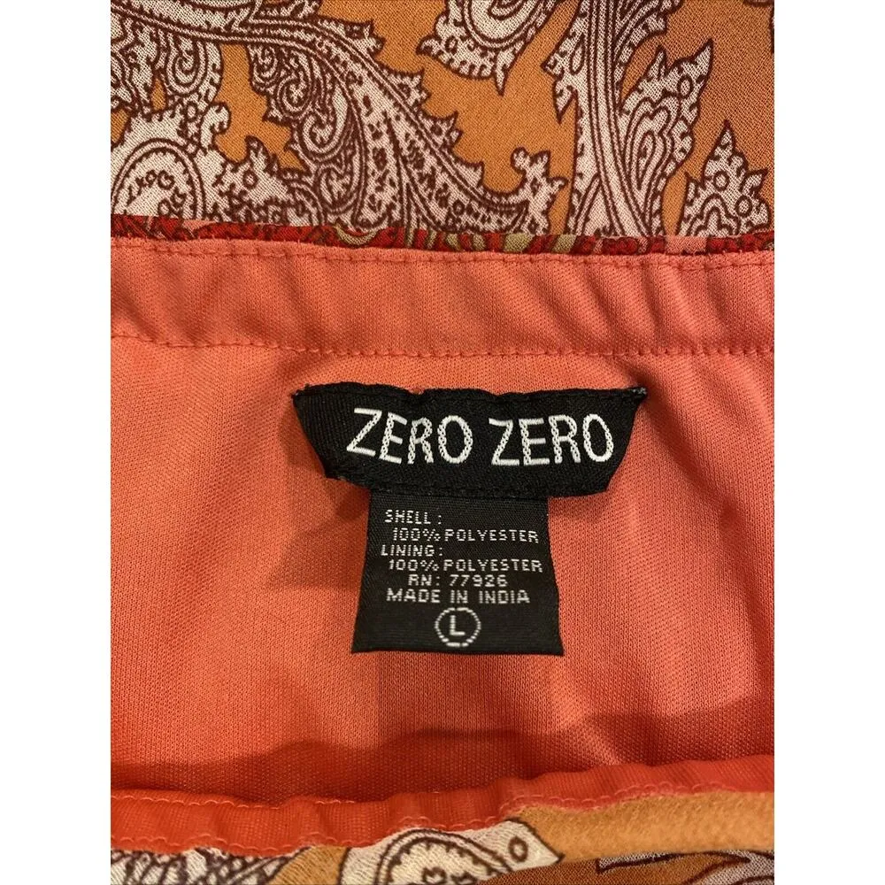 Vintage Zero Zero Womens Skirt Large Red Paisley Fairy Prairie Cottagecore Boho Orange - Image 5