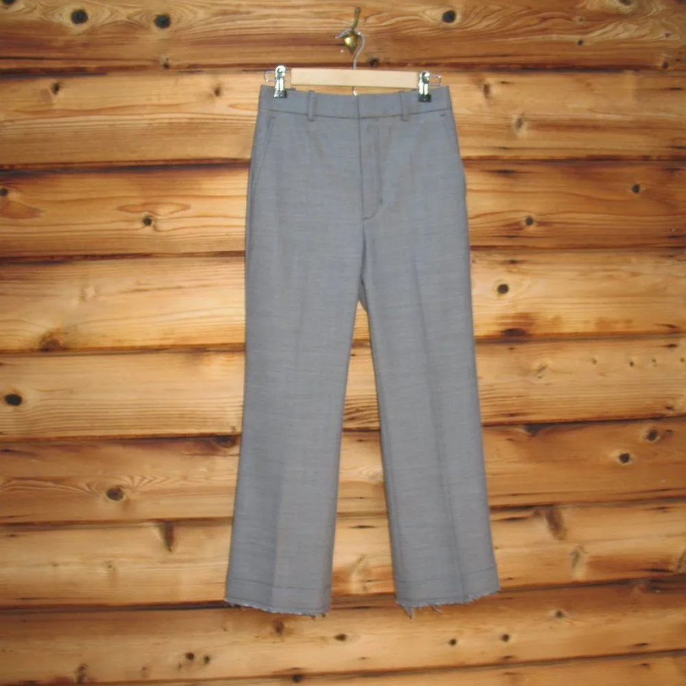 Helmut Lang Wool Blend Cropped Raw Hem Pants - Image 2