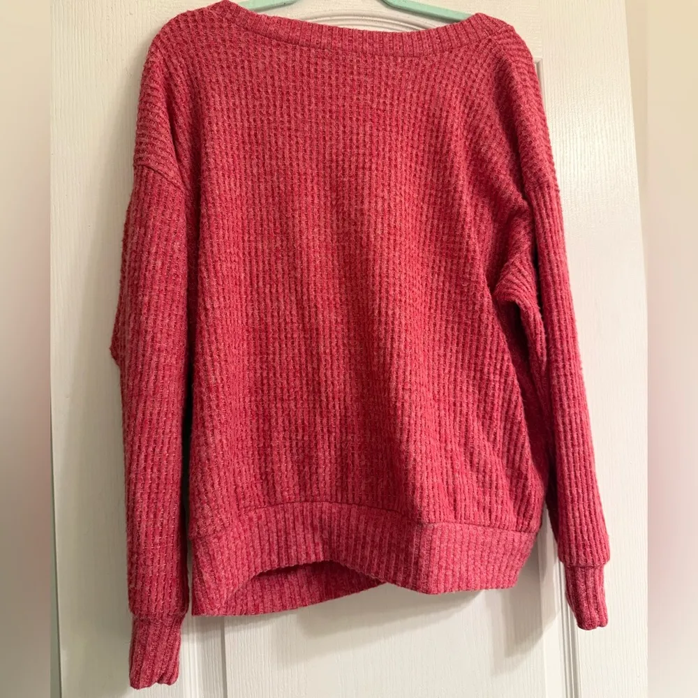 Torrid Brushed Waffle Surplice Red Drop Shoulder Top - size 1 - Image 3