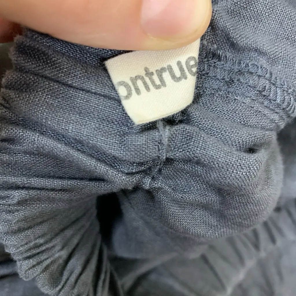 Aeneontrue Linen Wide Leg Shorts Gray Relaxed Fit Minimalist Summer L Size L - Image 4