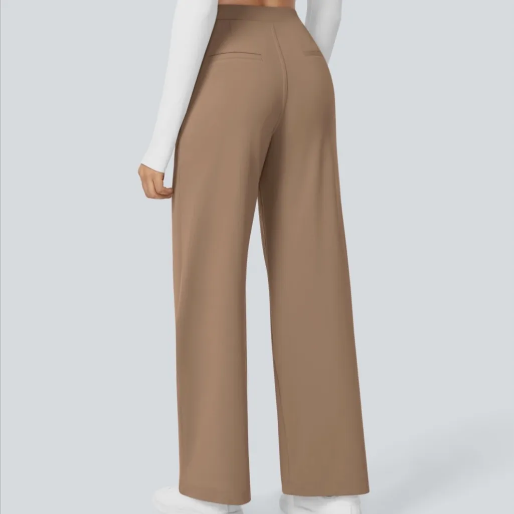 HALARA Women's Wide Leg Pants in Brown - Image 2