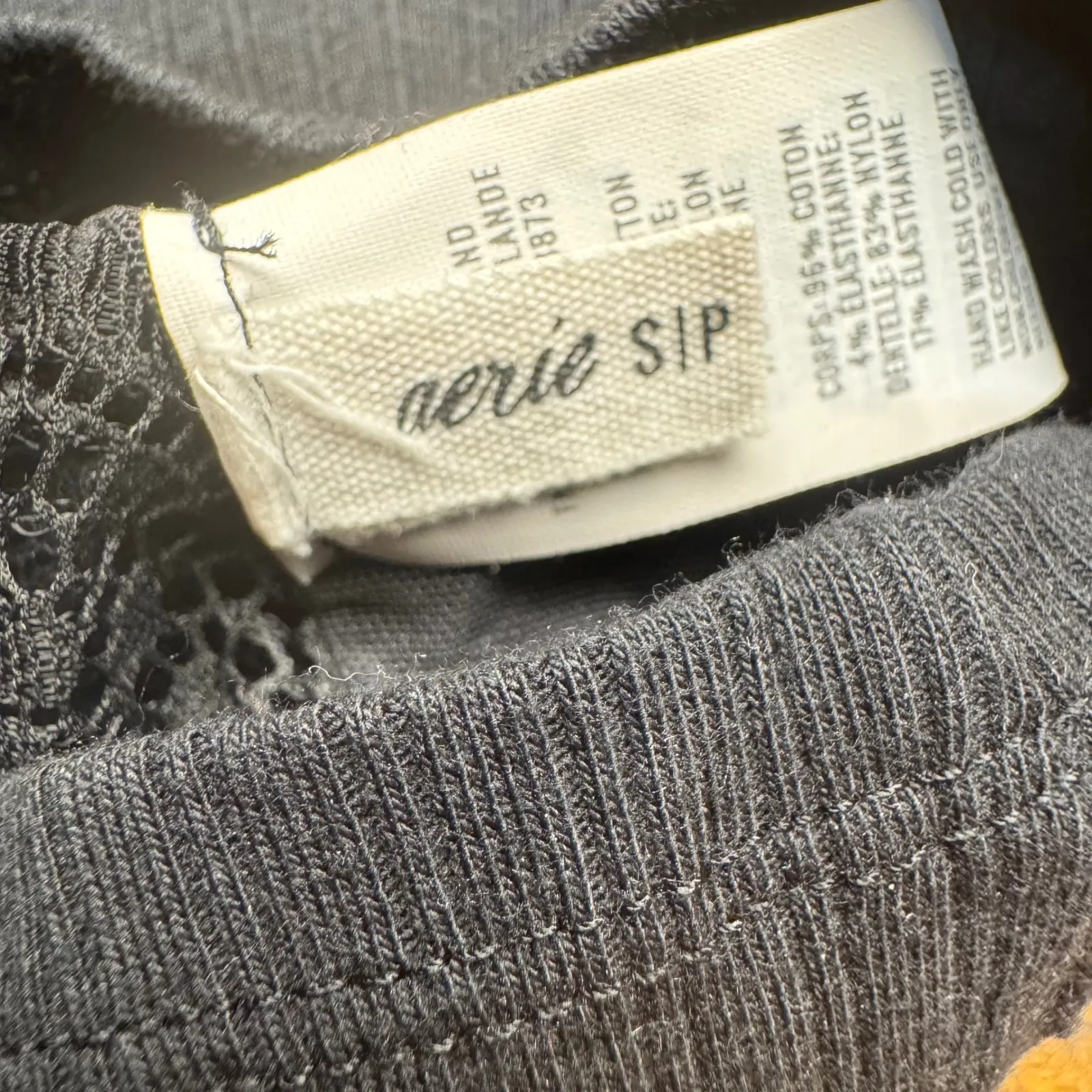 Aerie Black Lace Trim Ribbed Crop Cami Tank Top Women - Image 3