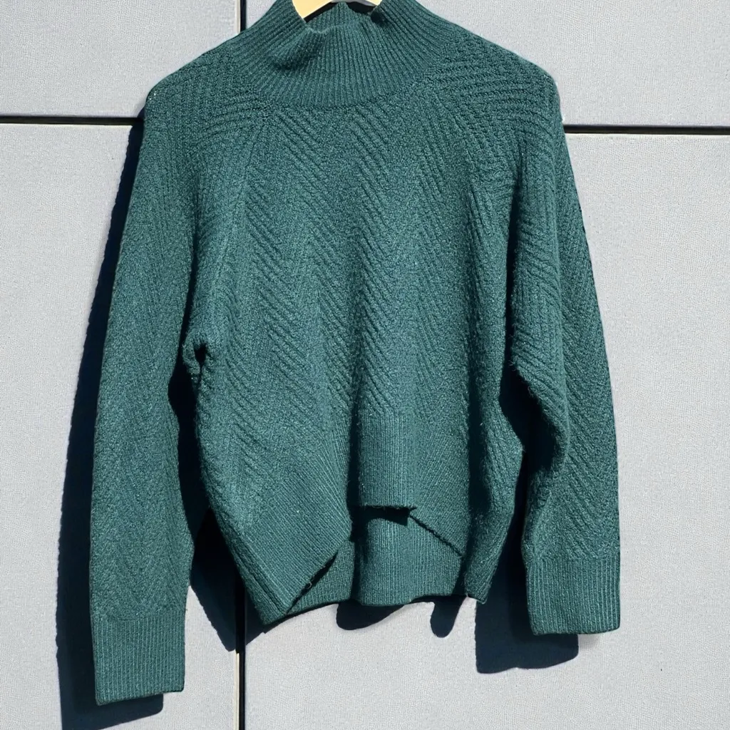 Abercrombie & Fitch Mockneck Chevron Sweater in Forest Green - Image 2