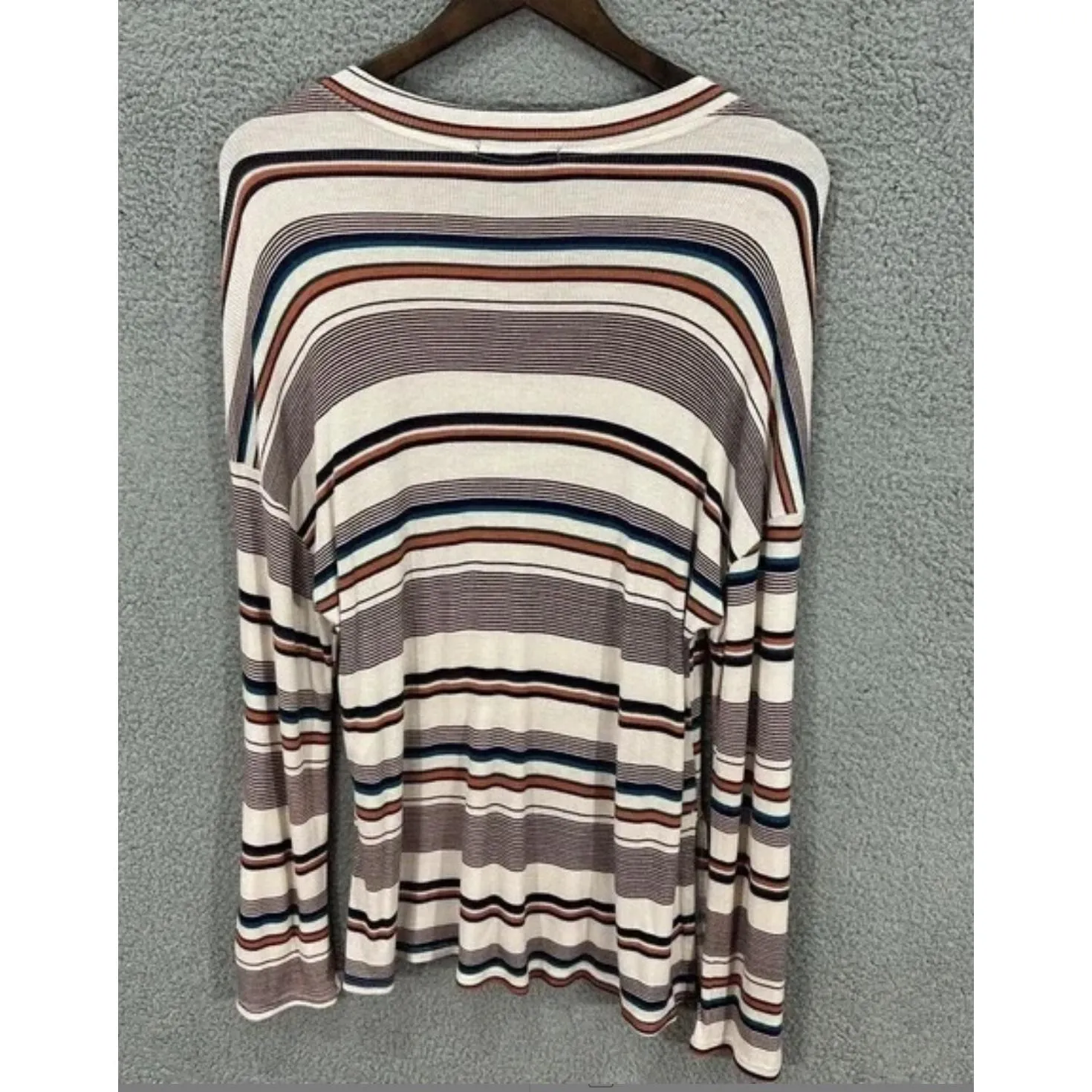 Lulus Multicolor Striped Stretchy‎ Flare Sleeve Boho Cowgirl Cottage Top Medium White - Image 3