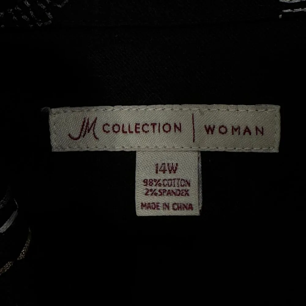 JM Collection SZ 14W Denim Jacket Geometric Embroidered Button-Up Pocket Stretch - Image 8