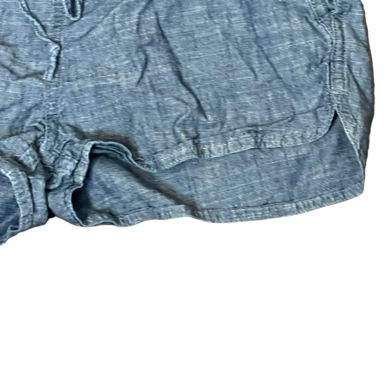 J.Crew Chambray Blue Shortie Shorts Women's XXS Drawstring Waist Split Side‎ Hem - Image 4