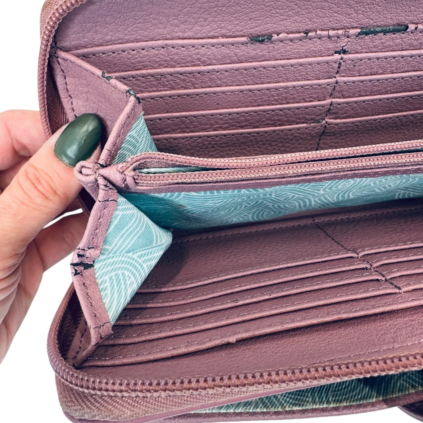 The Sak Leather Studded Wallet‎ Crossbody Purse Convertible Phone Bag Mauve - Image 5