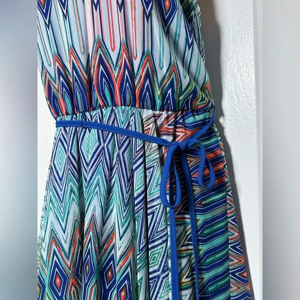 NWT My Michele Bohemian Asymmetrical Abstract Pattern Spaghetti Strap Dress Sz M - Image 5
