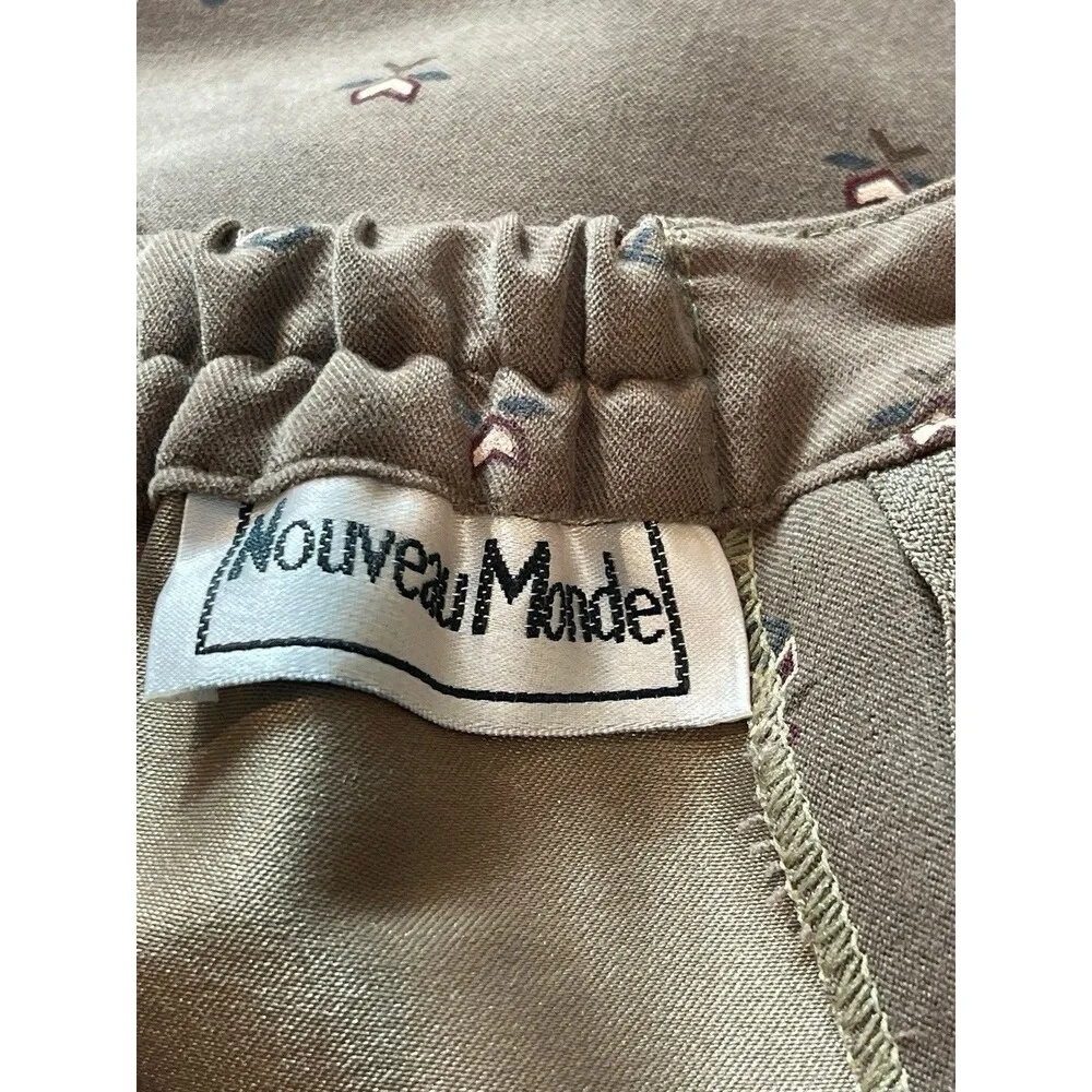 VTG 90s Y2K Nouveau Monde Tan South Western Pattern Faux Suede Long Skirt XL - Image 5