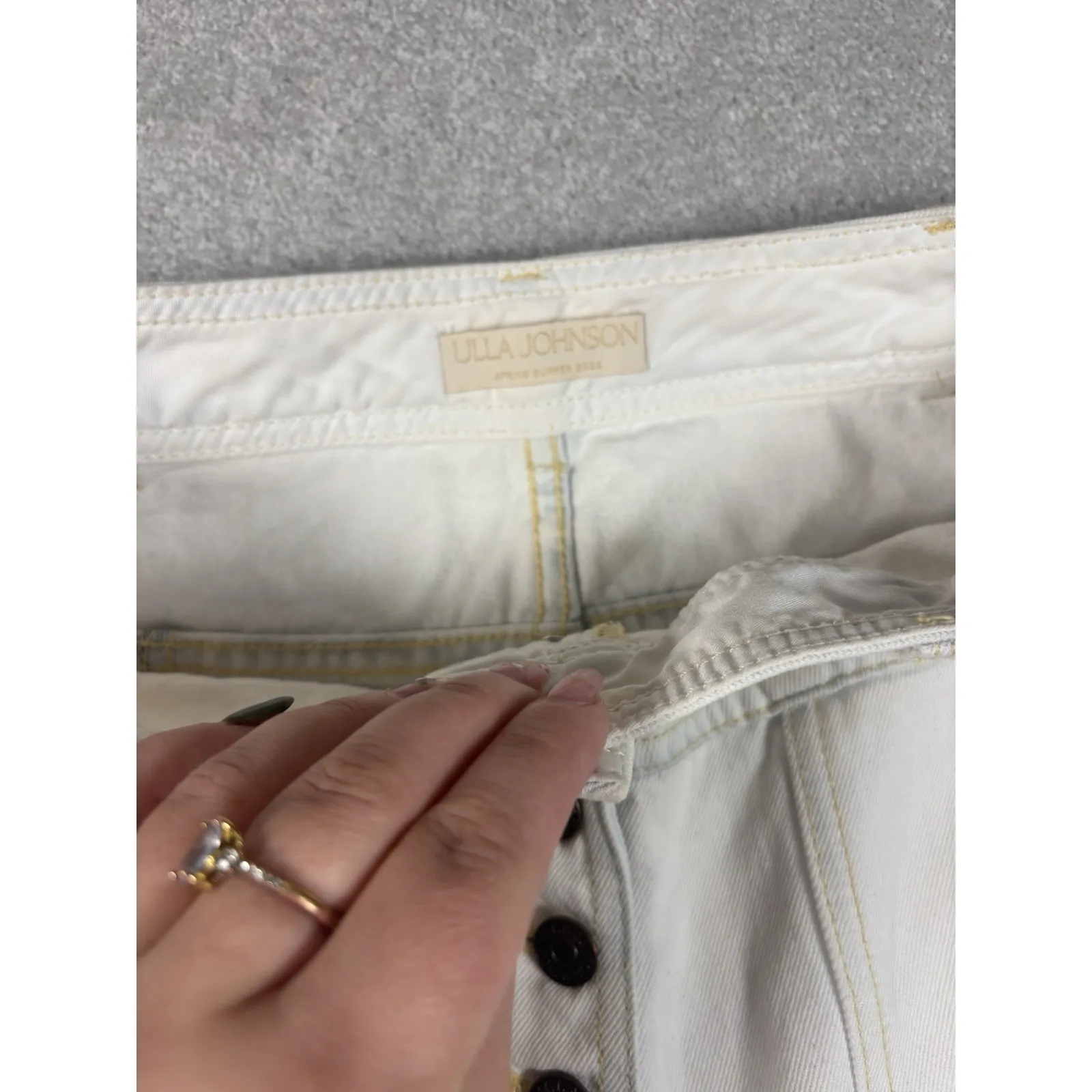 ulla johnson august white/ivory‎ jeans straight barrel fit size 4 Bleached EUC - Image 4