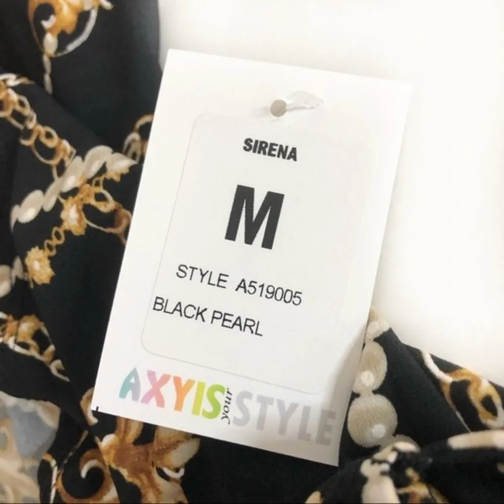 AXYIS Sirena True Wrap Dress Gold Pearls Medium Black - Image 5