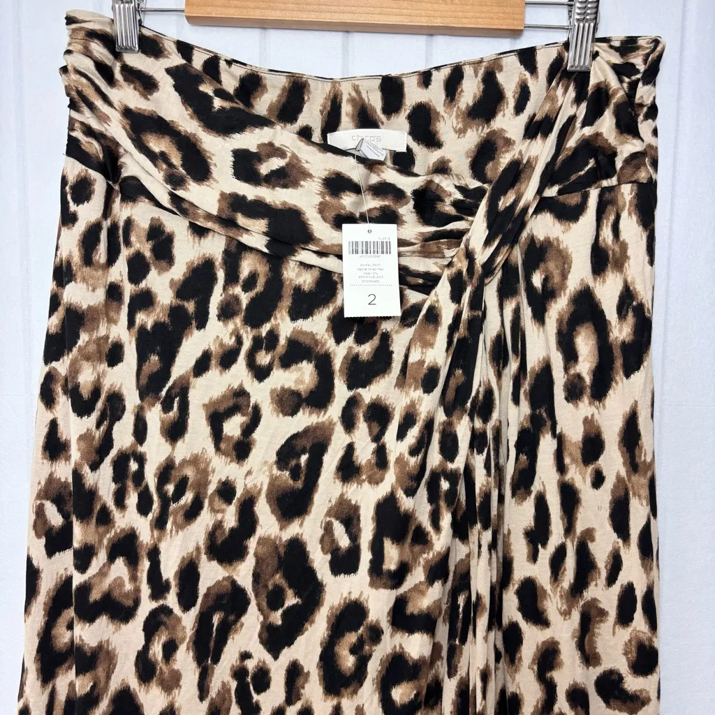 Chico's Animal Print Rachel Wrap Maxi Skirt Brown/Black Size 2 / US L-12 - Image 2