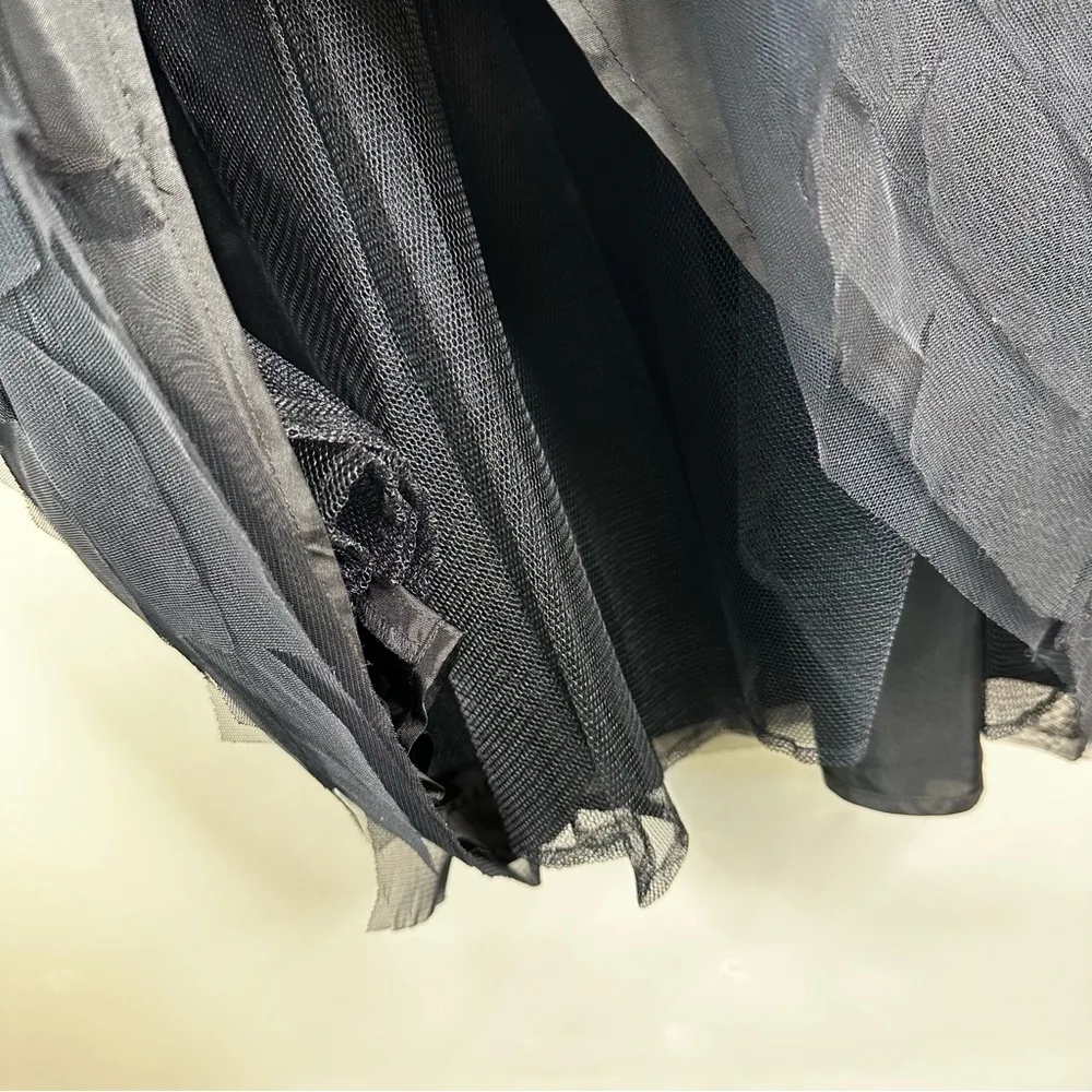 NEW BCBGMAXAZRIA Dress Womens 2 Black Organza Tulle Fairy Goth Dark Whimsy Y2K - Image 6