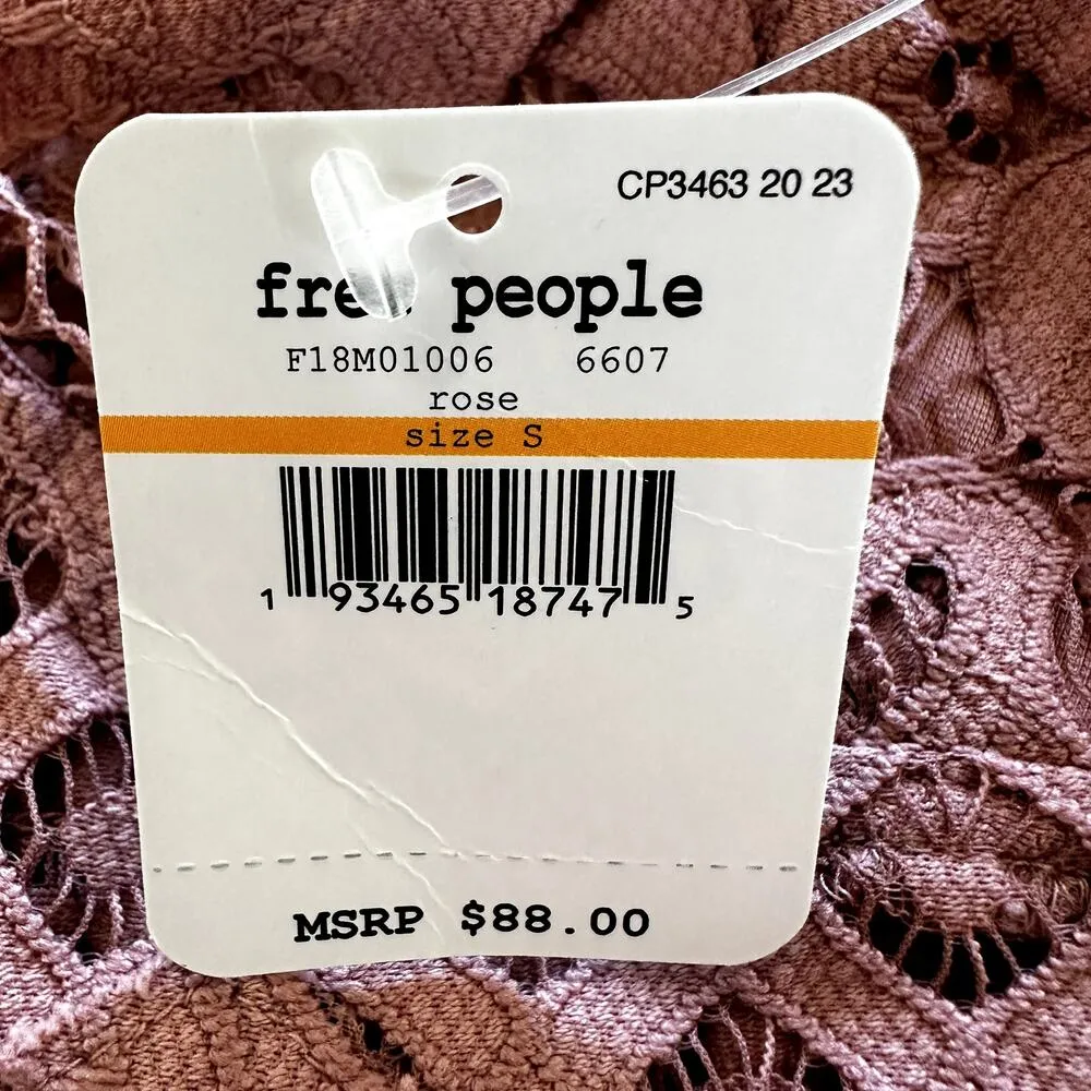 Free People Intimately One Adella Slip Mini Dress in Rose Flory Lace Pink S NWT - Image 4