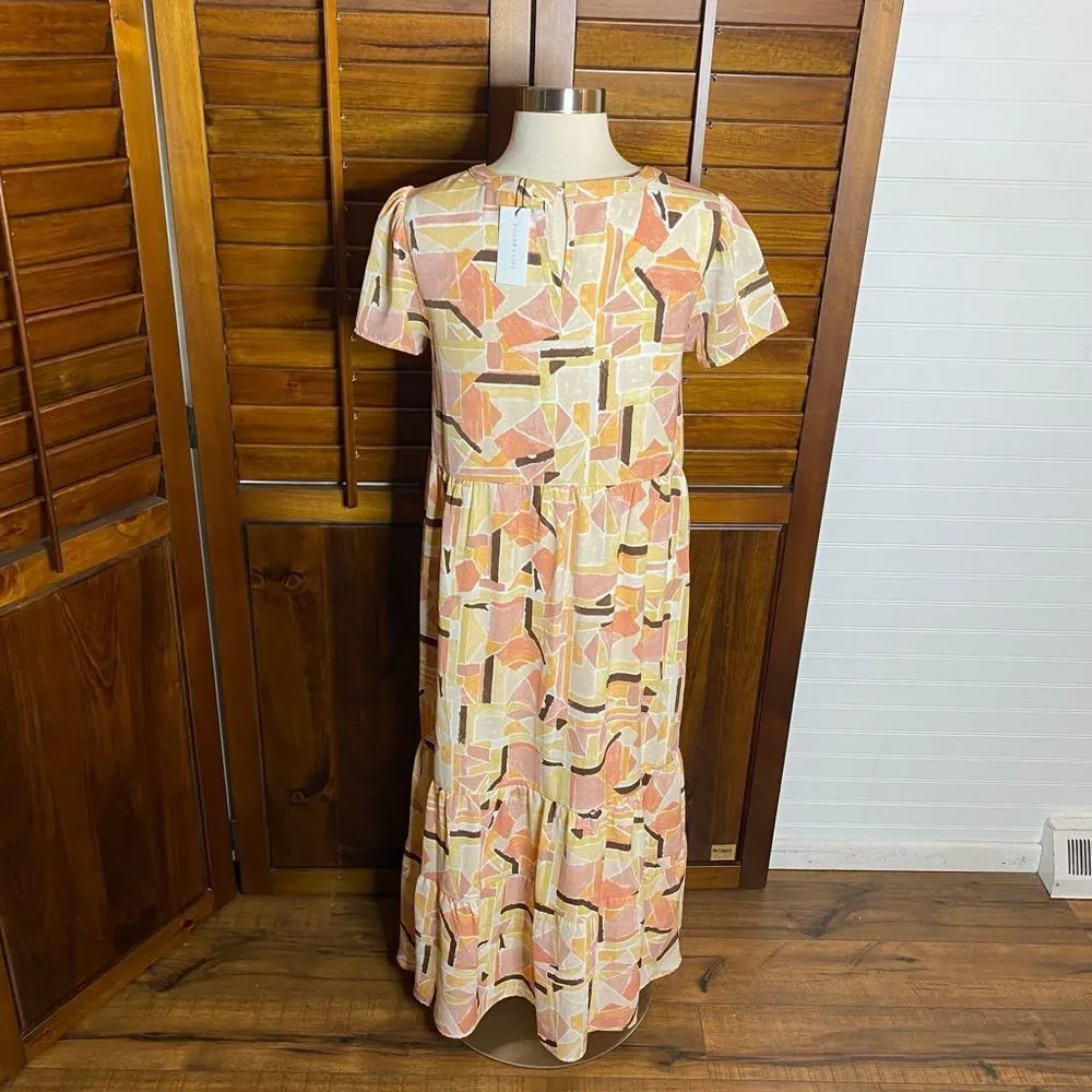 Sugar Lips Pantone Peach Multicolor Retro Maxi Dress​ - Image 4