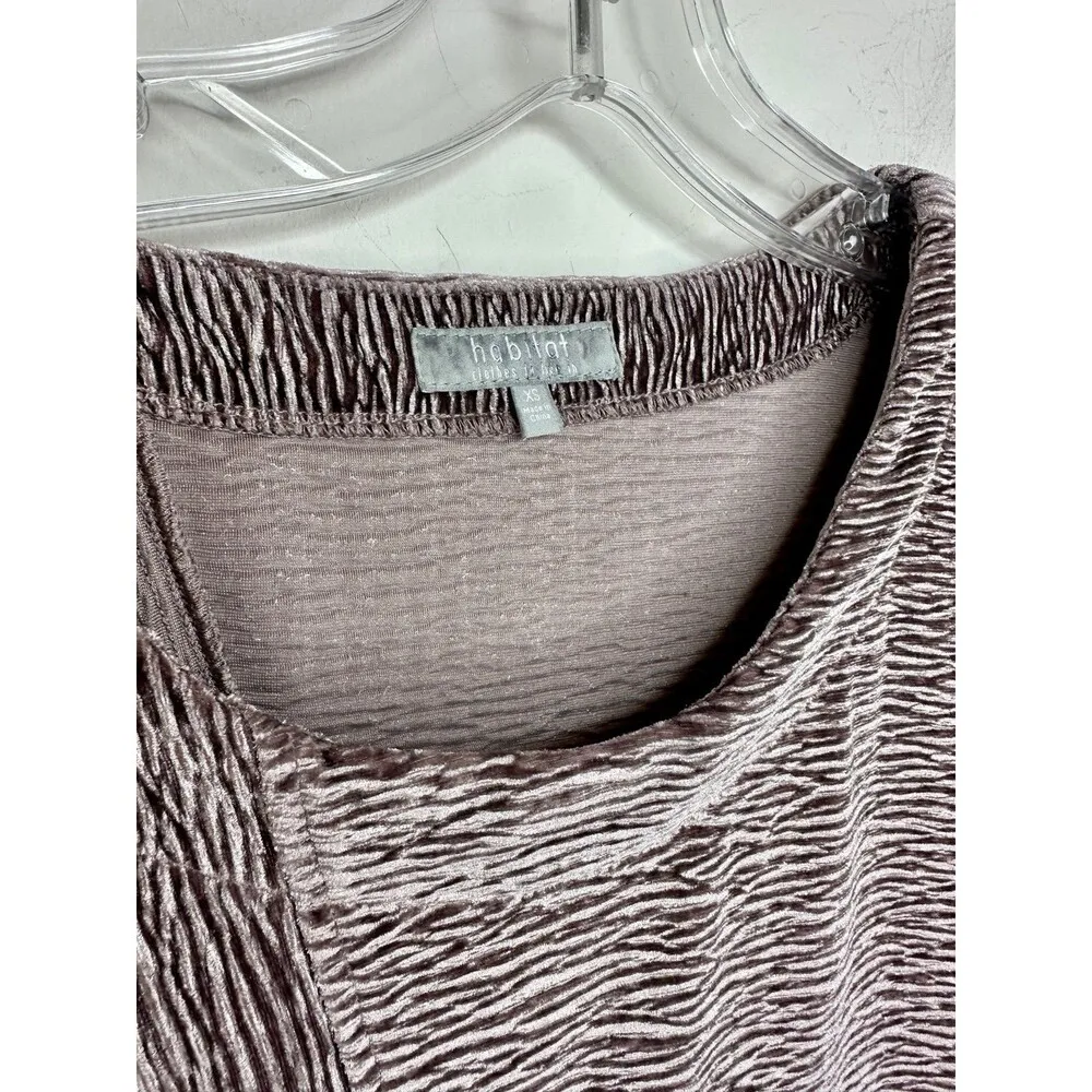 Habitat Velevt Pullover Crinkle Top Slate purple hues designer boutique xs - Image 5