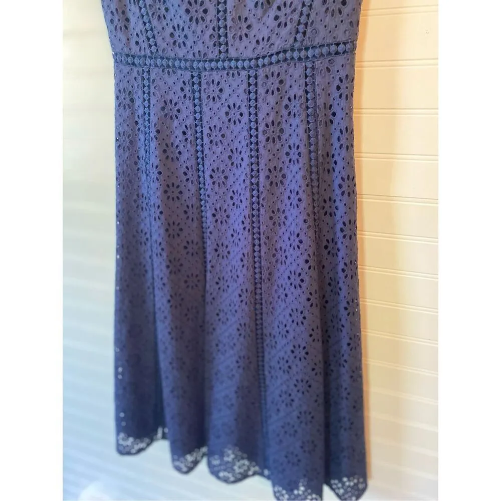 Cremieux Floral Embroidered Eyelet Navy Midi Dress - Image 5
