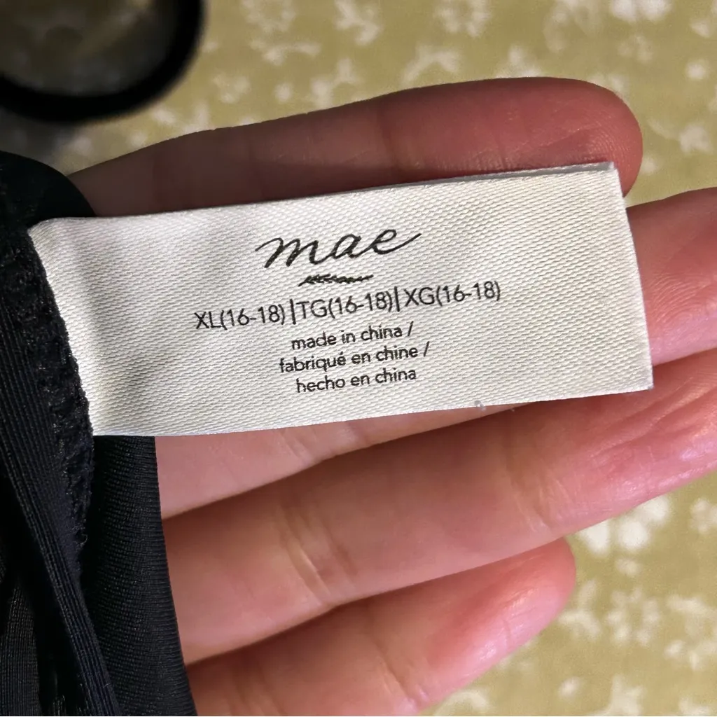 Mae Bikini Top XL (16–18) | Black Swimsuit Top with Colorful Embroidered - Image 4