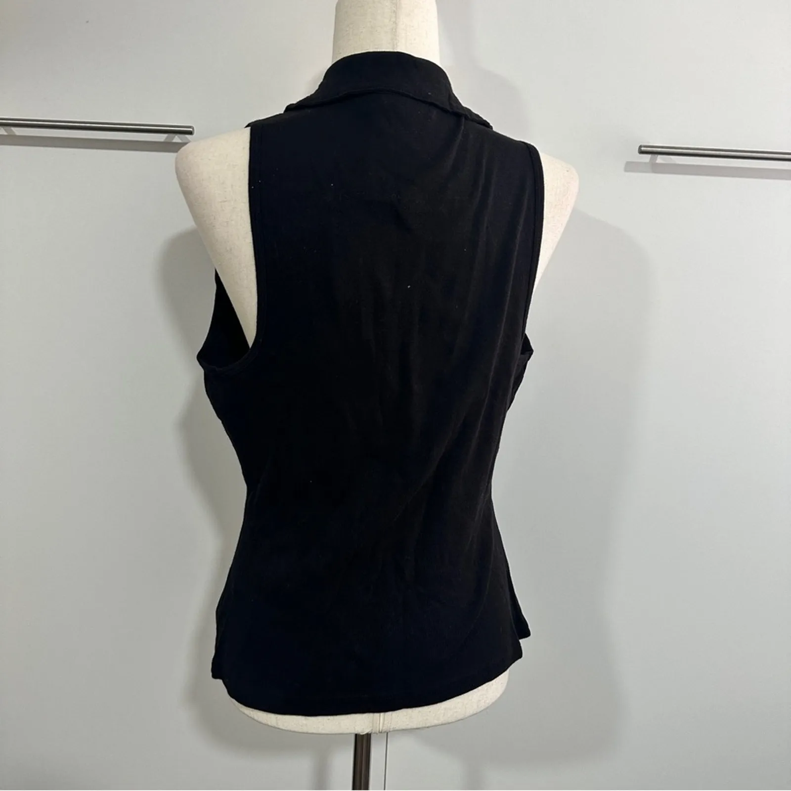 Michael Stars Size 1X Black Norah Sleeveless Polo Shirt NWT Neutral Basic Classy - Image 3
