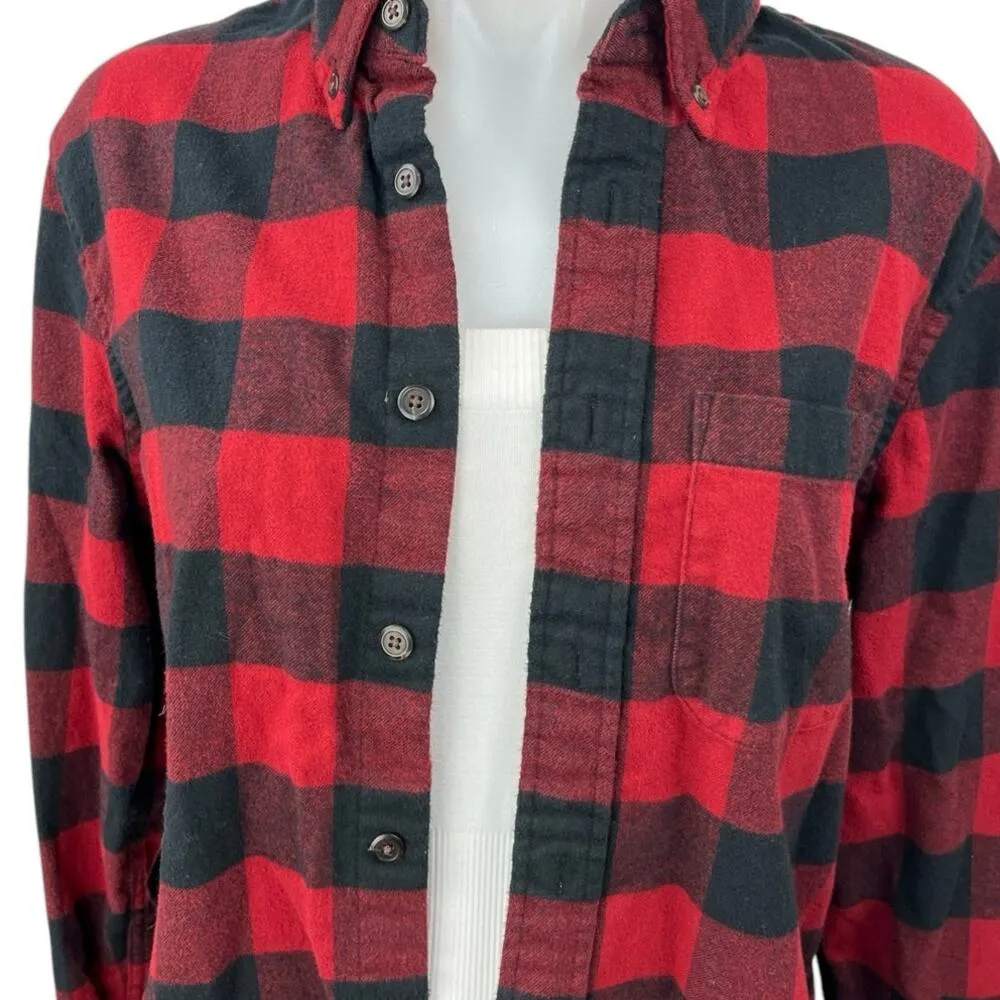 Abercrombie & Fitch Women's Red Black Flannel Plaid Checkered Button Shirt Top S - Image 3