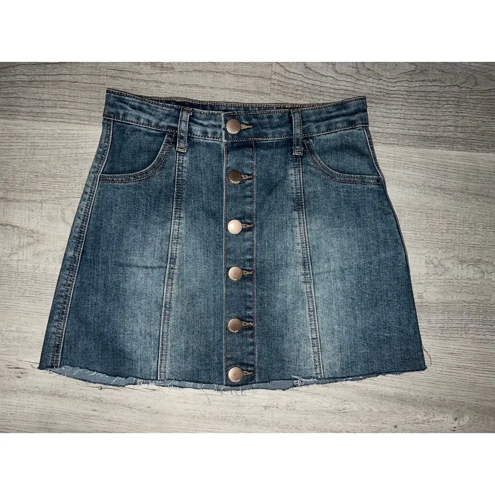 Refuge  Denim Button Down Skirt - Image 2