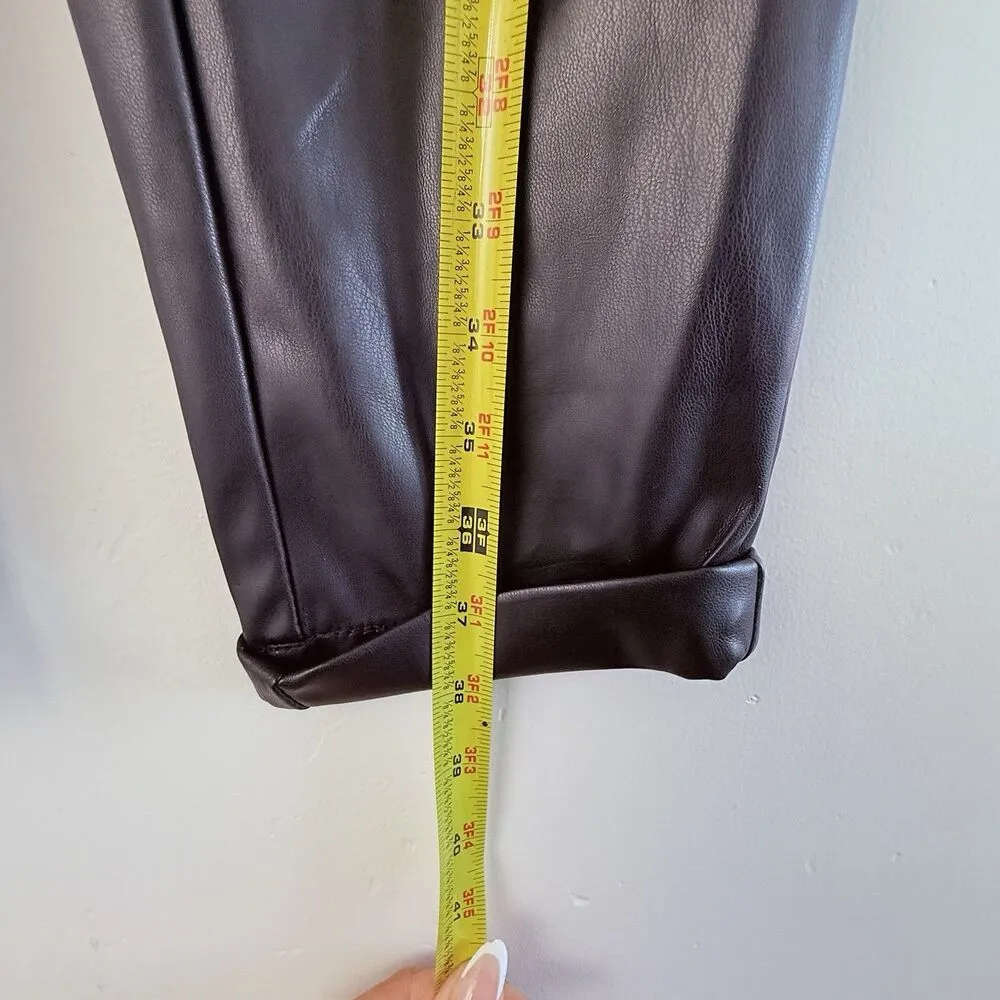 Almost Famous Black Faux Leather Cargo Jogger Pants paperbag women wrapped S - Image 8