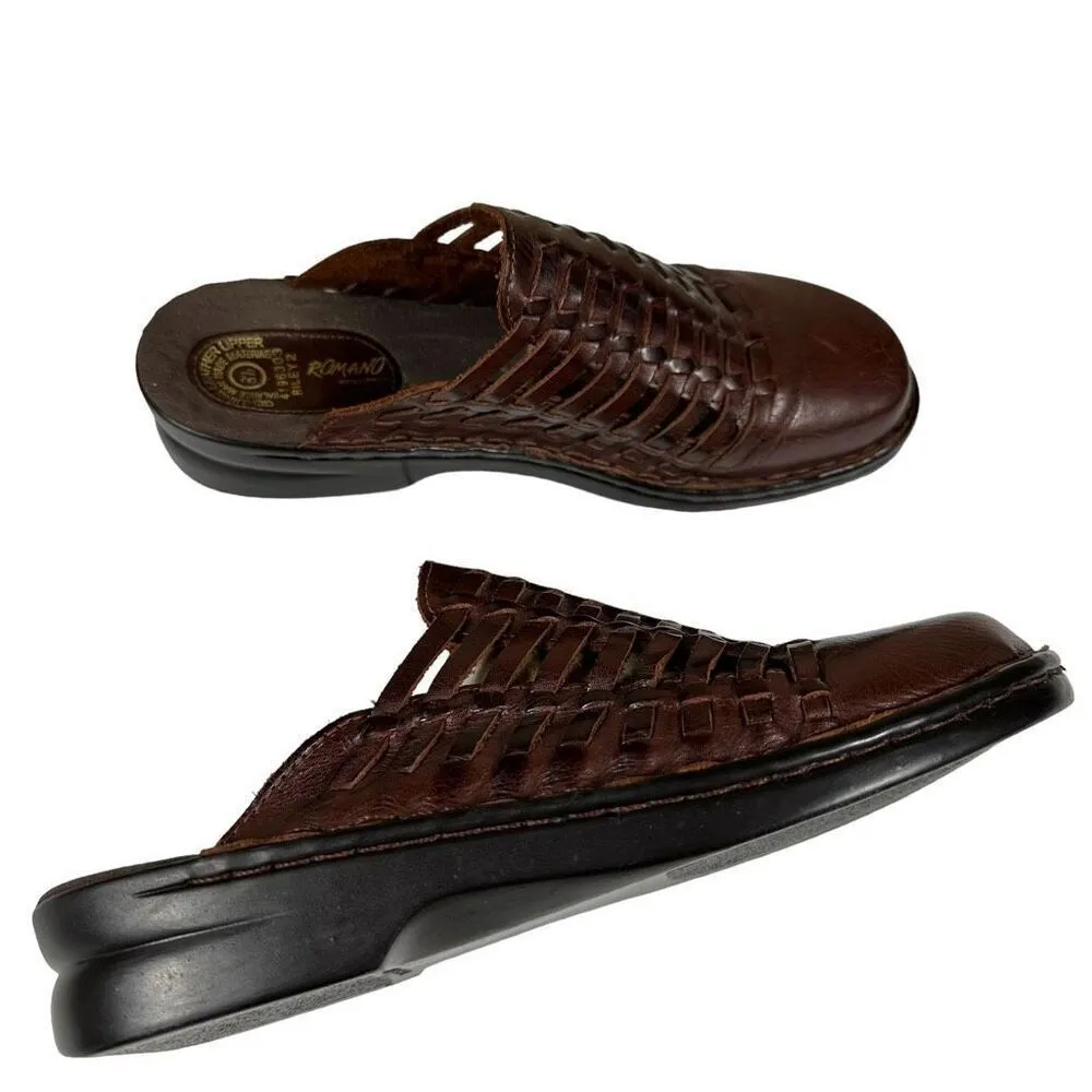 Romano Riley 2 Weaved Leather Huarache Mules Women’s Size 8.5 Brown - Image 8