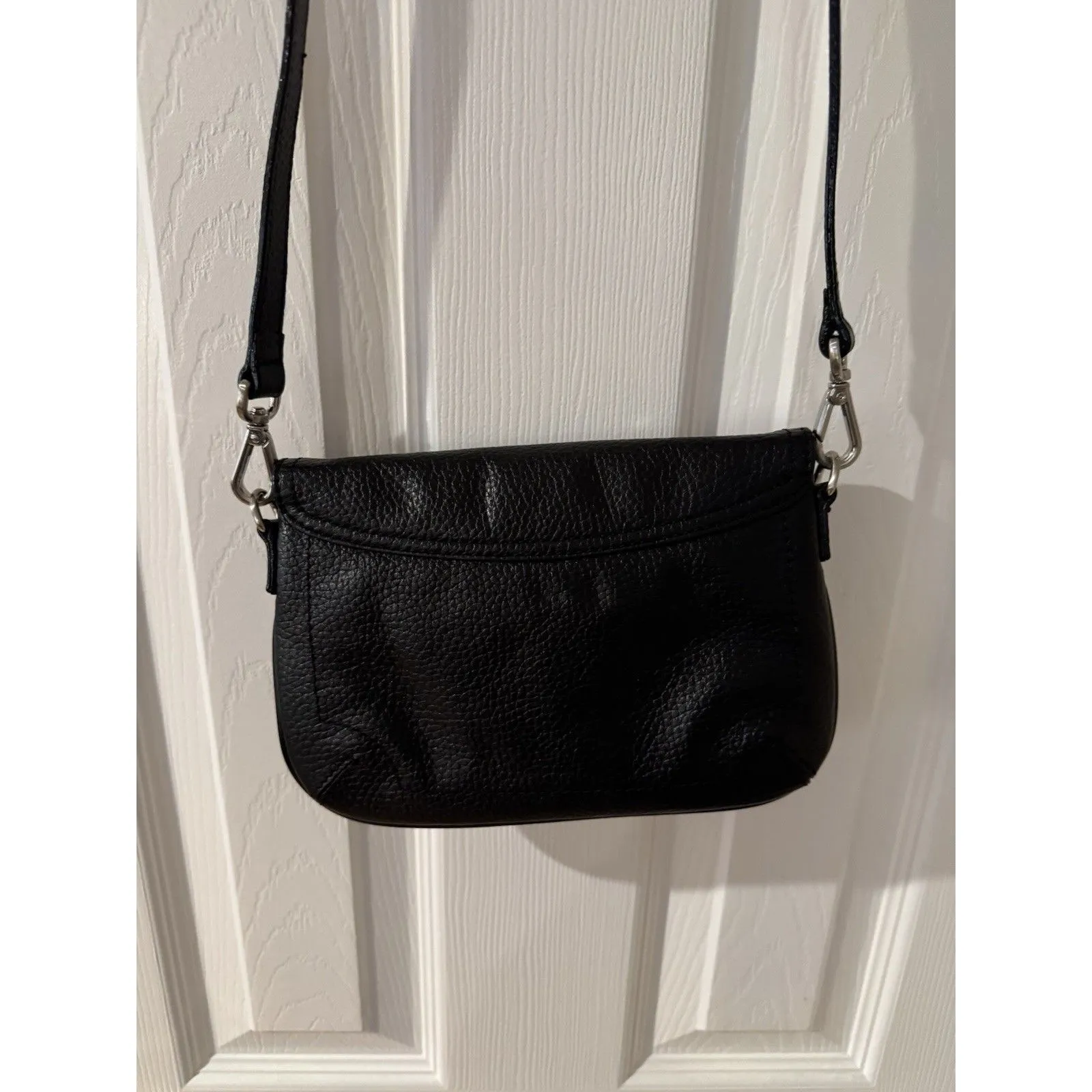 HALOGEN Shoulder Bag LEATHER Black Crossbody removable strap turn lock - Image 16