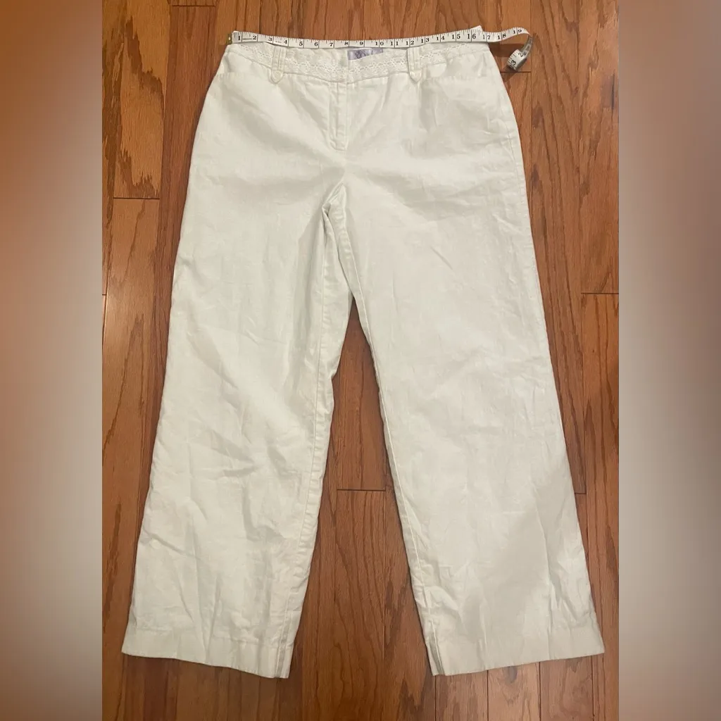 Nine West- White Linen Trousers Size 12 - Image 2