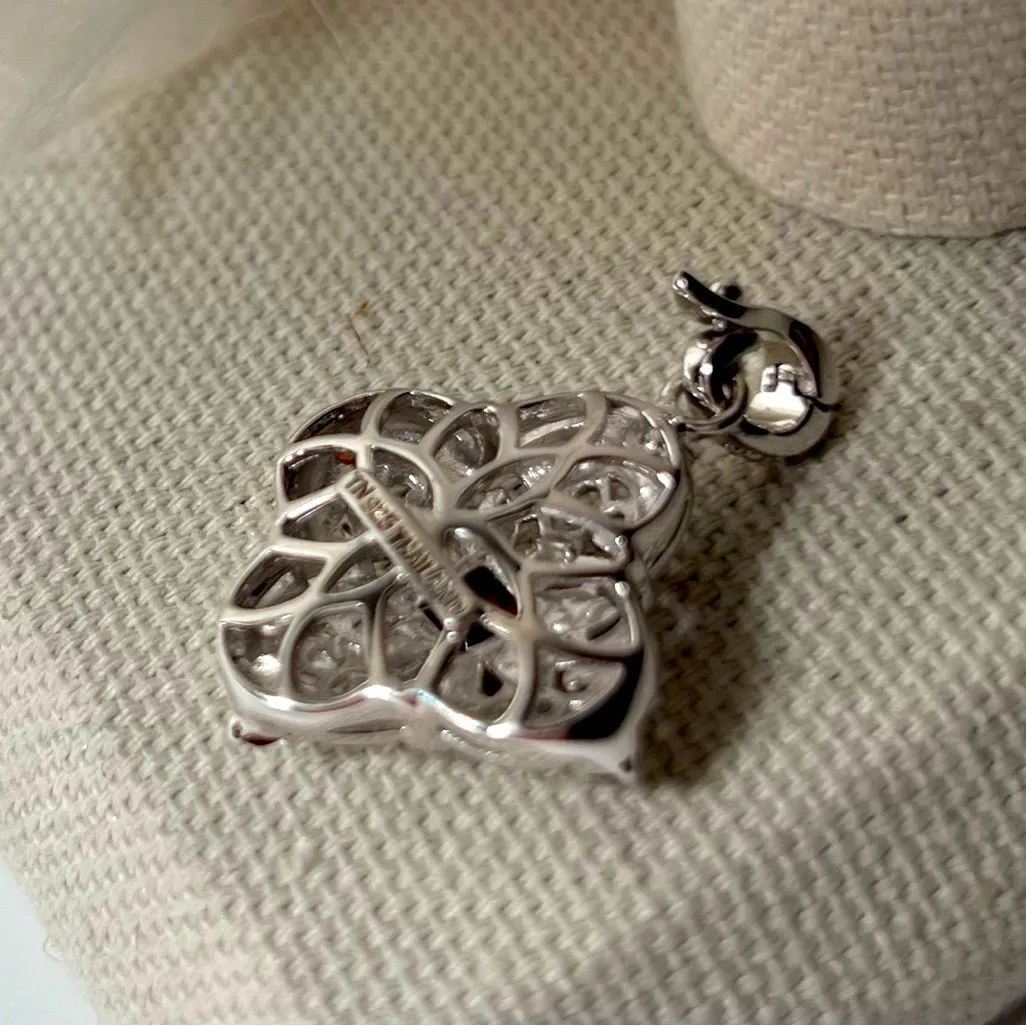 925 Sterling Silver Vintage Real Red Garnet and Marcasite Gemstone Cross Pendant - Image 3