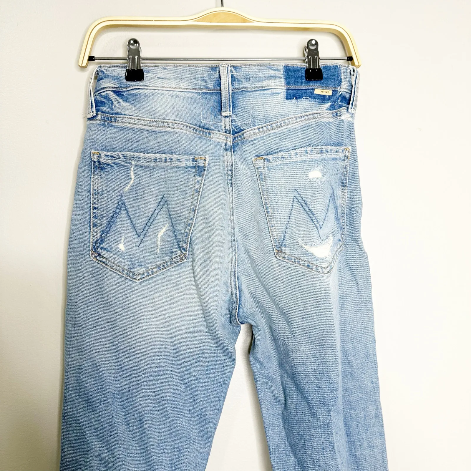 MOTHER SUPERIOR High Waisted Rider Skimp Confession Distressed Straight Jeans 27 Blue - Image 5