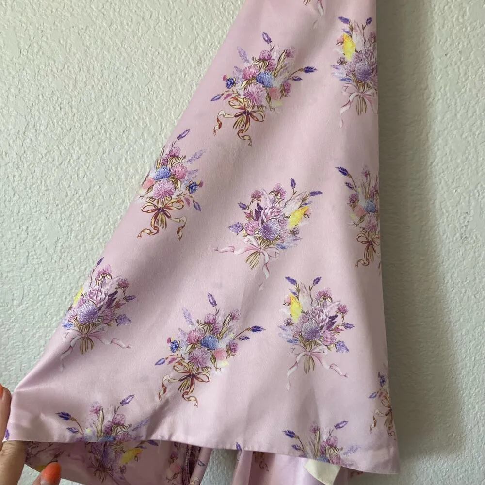 Loveshackfancy BOCA HANDKERCHIEF TOP pink floral satin silk - Image 7