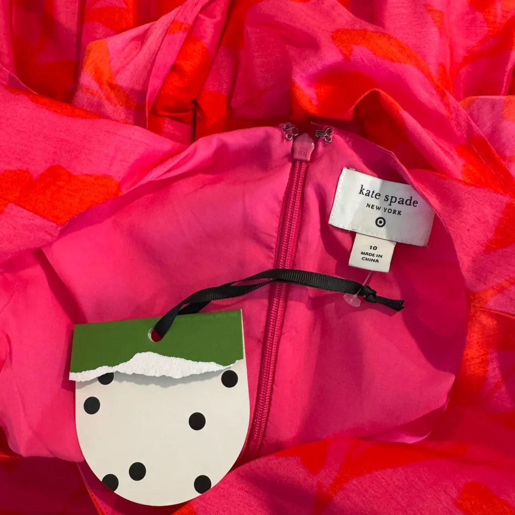 Kate Spade‎ X Target Classic Rose 10 Red Pink Peplum Midi Dress - Image 7