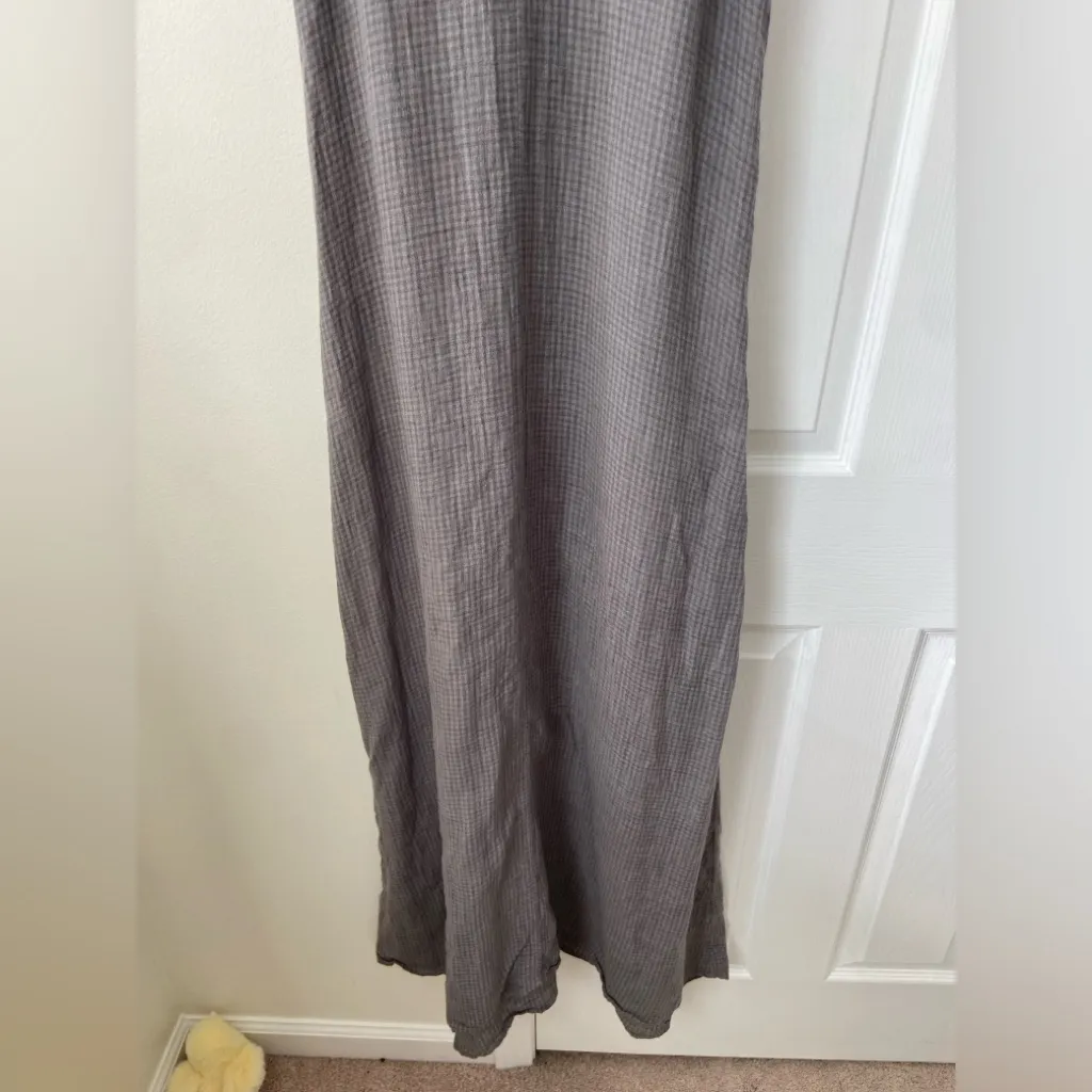 Eileen Fisher Organic Cotton Pucker Cami Dress Gray Gingham Garnet Jill Size S - Image 5