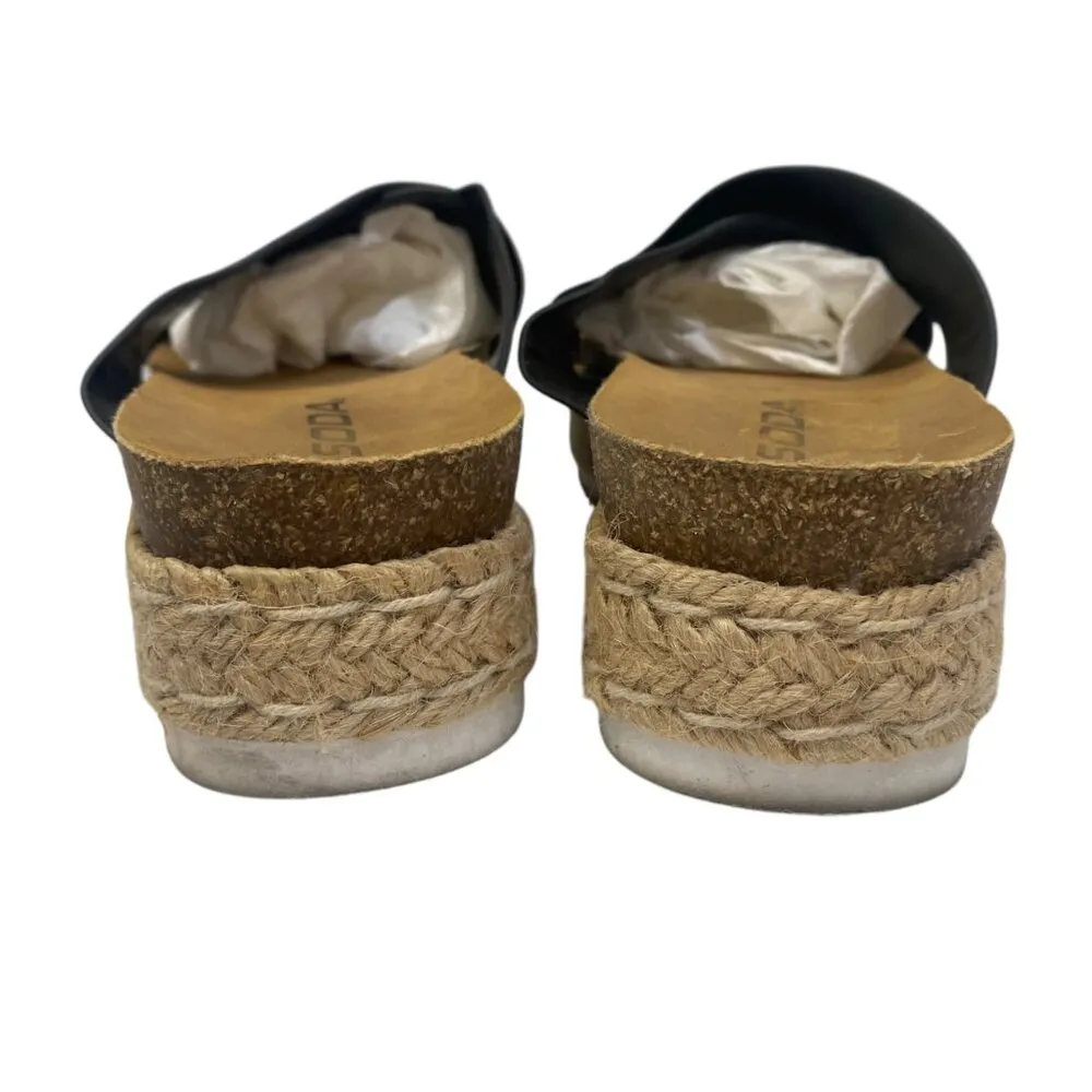 Soda  Black Cross Strap Platform Espadrilles Size 6.5 - Image 4
